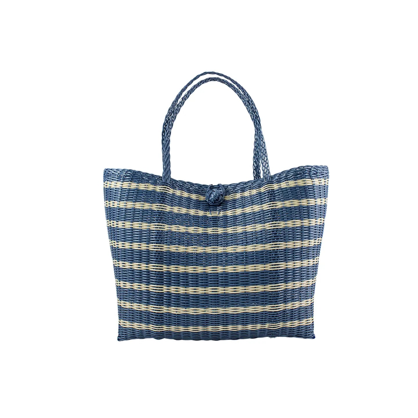 Medium, Sailor Stripe in Fog Blue Tote