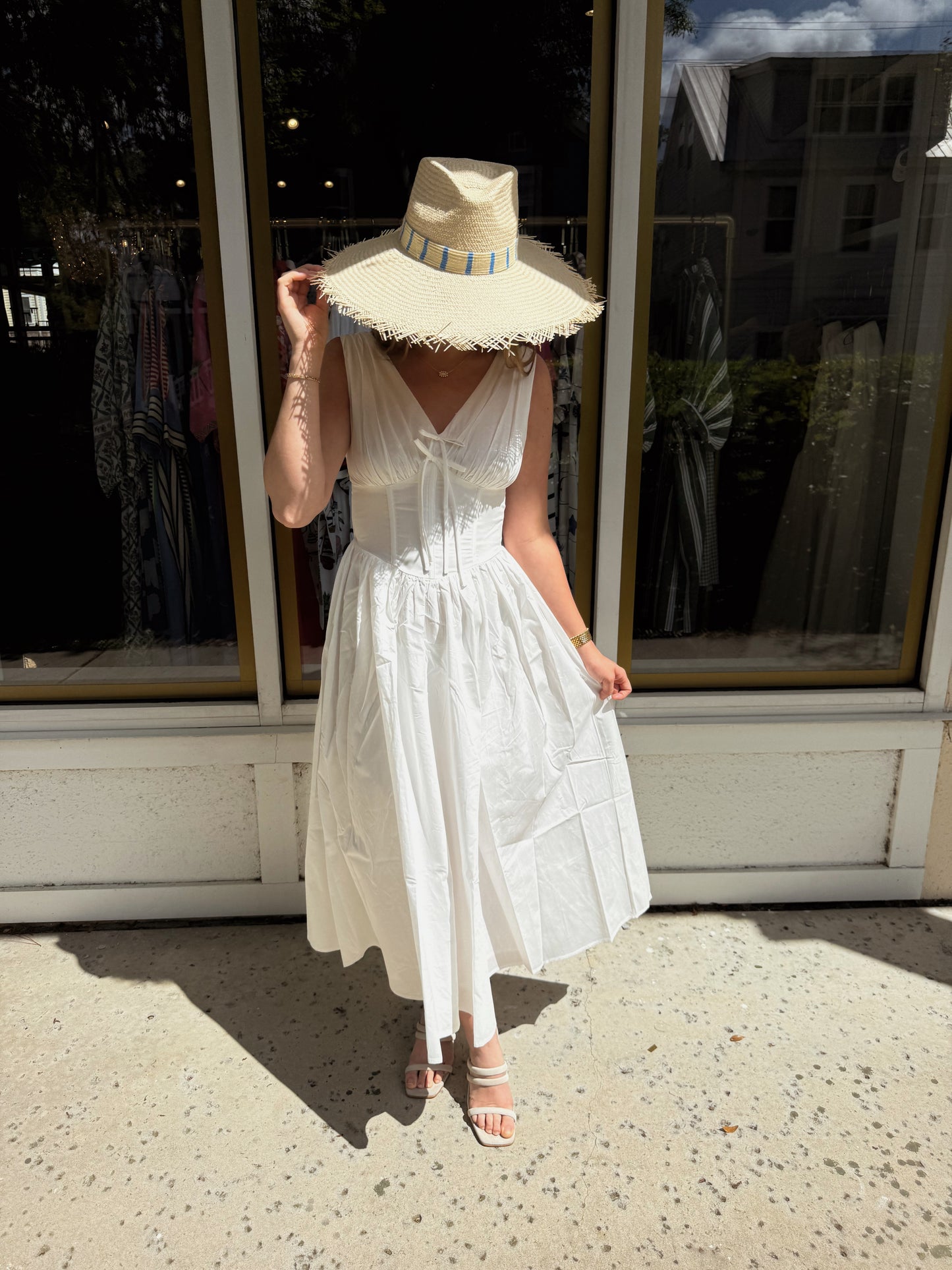 White Corset Midi Dress