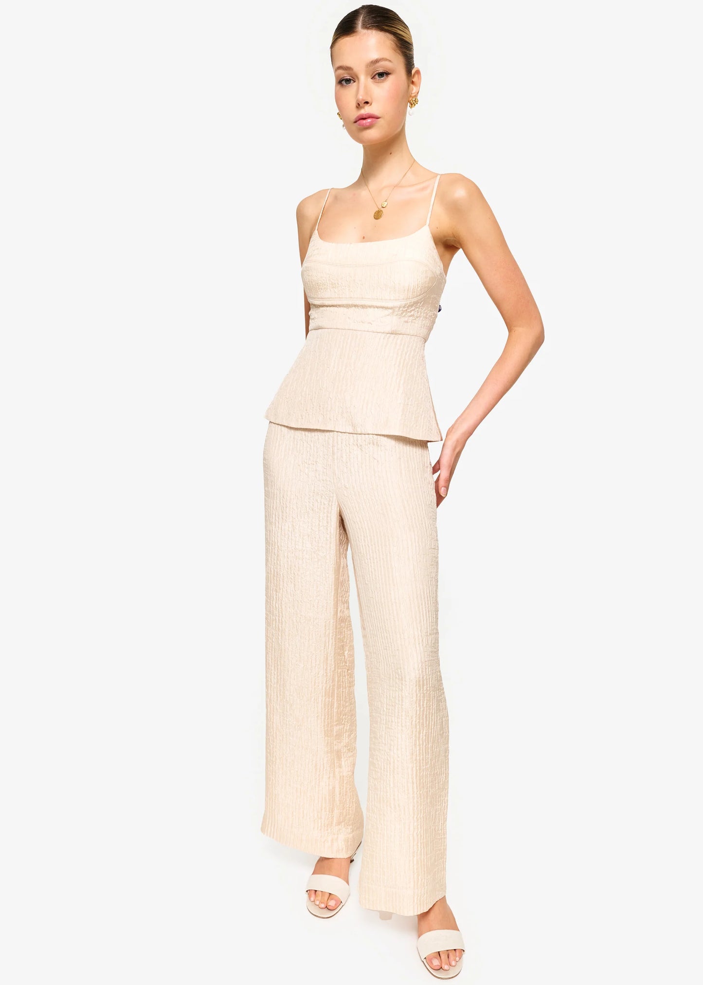 Serra Wide Leg High Rise Pant Bone