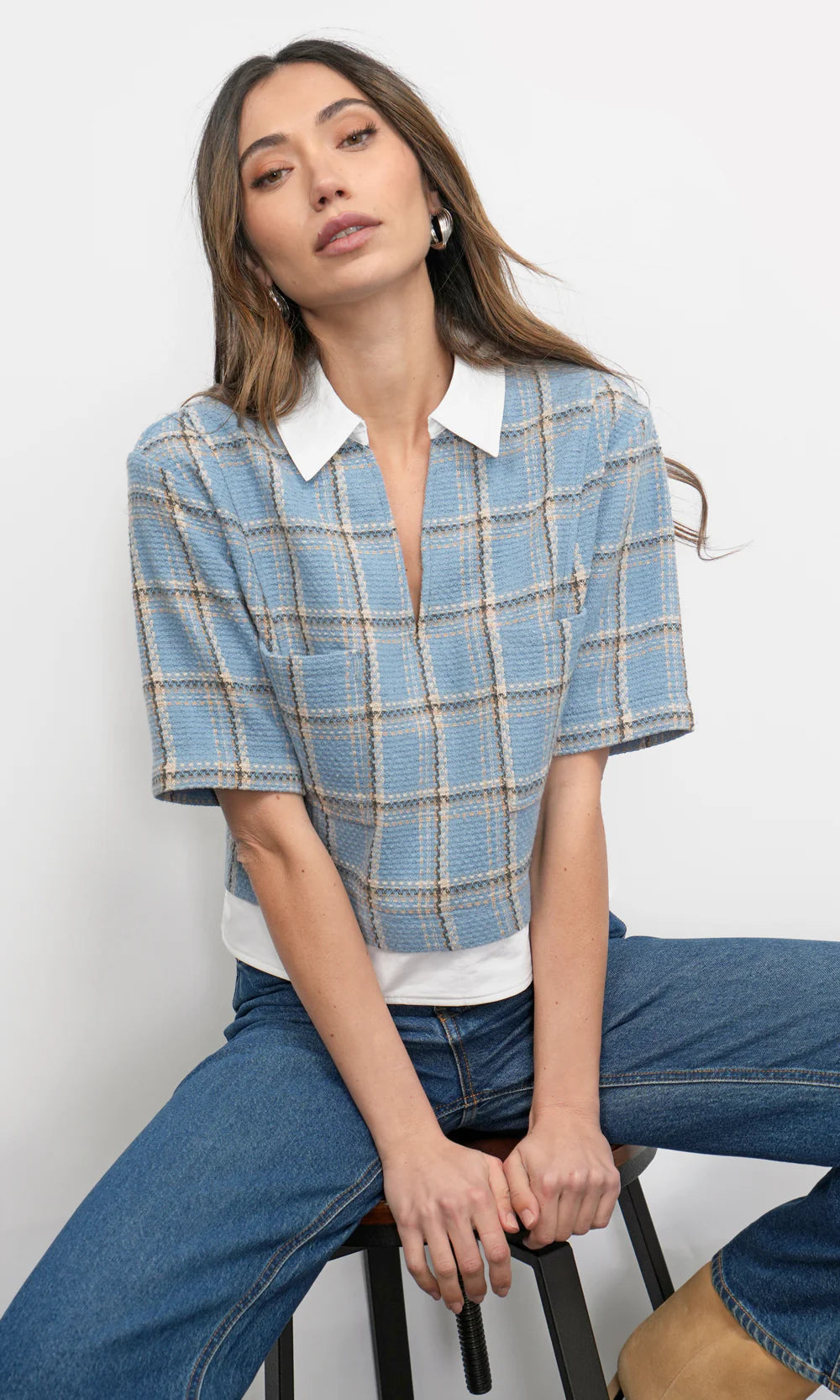 Wynn Boxy Plaid Shirt w/ Contrast Details