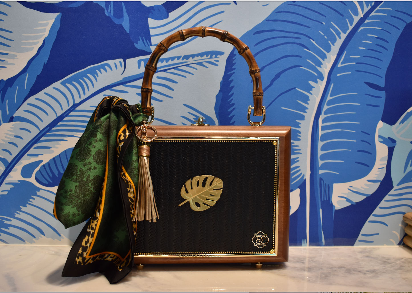 Bamboo Box Bag in Dark and Palmy