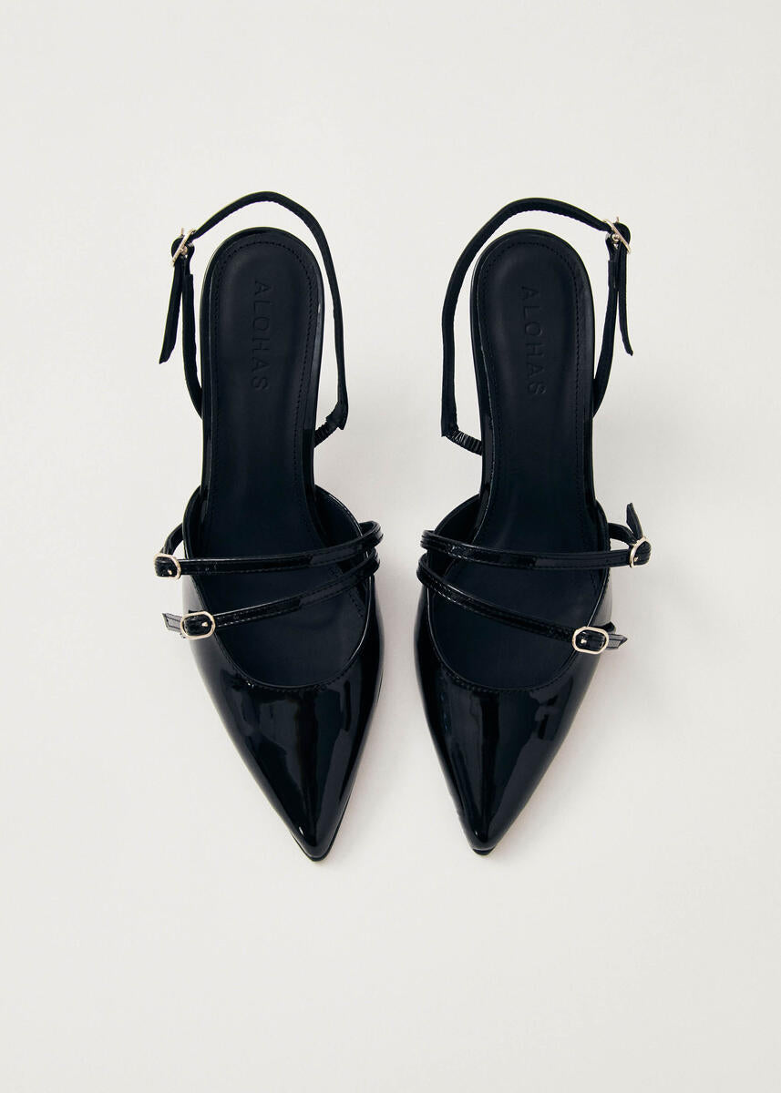 Joelle Onix Black Leather Pumps