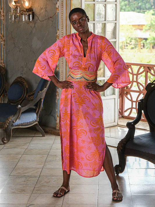 Blue Opal Kaftan Pink Palm