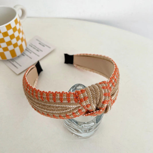Woven Rattan Knot Headband- Orange