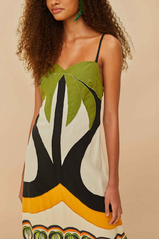 Off-white Coconut Tree Flow Lenzing™ Ecovero™ Euroflax™ Dress