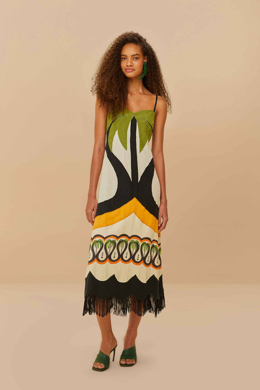Off-white Coconut Tree Flow Lenzing™ Ecovero™ Euroflax™ Dress