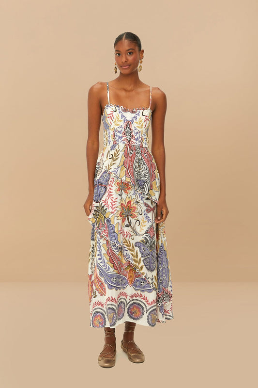 Off-white Boho Glam Loopy Trim Maxi Dress