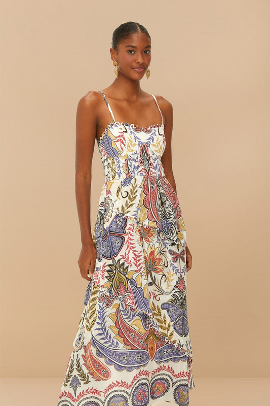 Off-white Boho Glam Loopy Trim Maxi Dress