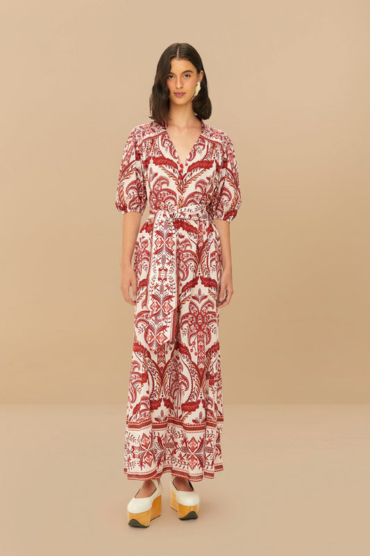 Tropical Cameo Off-White Maxi Dress