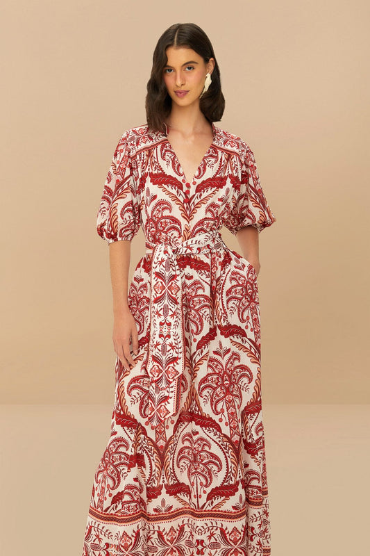 Tropical Cameo Off-White Maxi Dress
