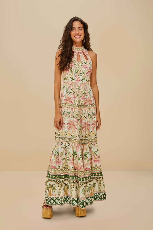 Palm Dream Off-White Maxi Dress