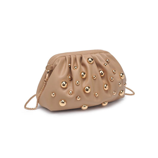 Carey Studded Clutch- Natural