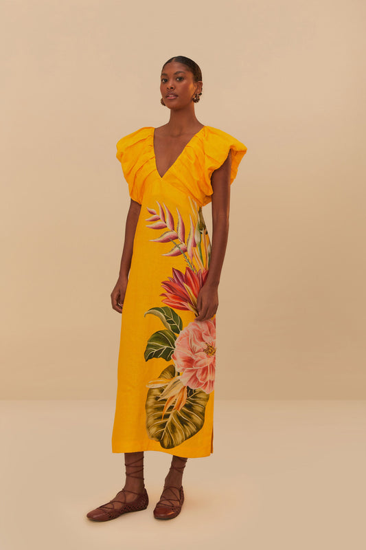 Spring Awakening Off-White Midi Dress Sleeveless