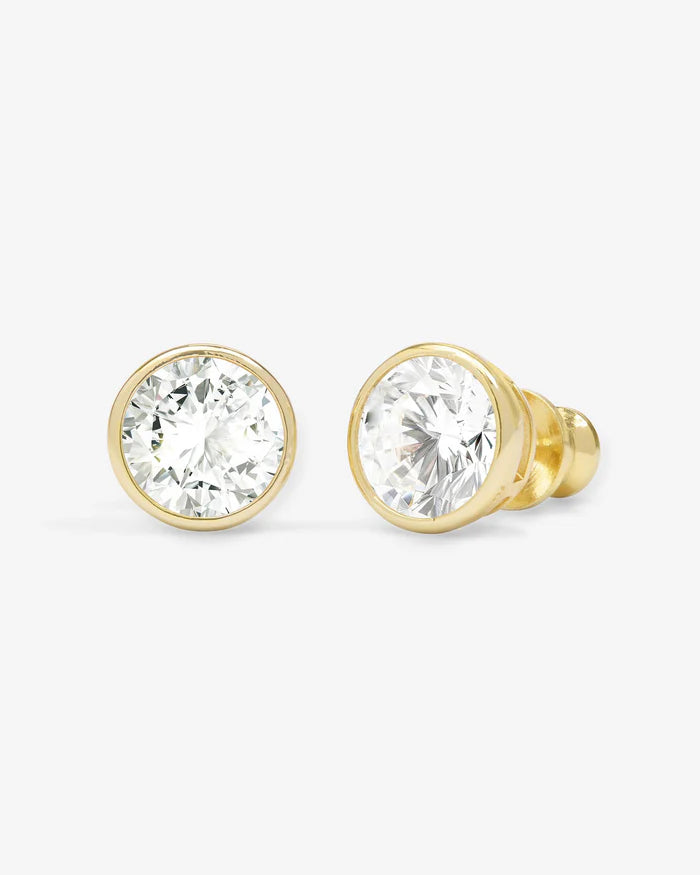 Baroness 8mm Studs- Gold|White Diamondettes