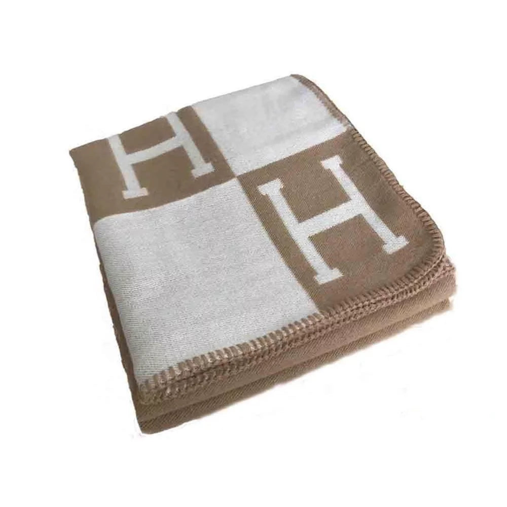H Wool Throw, Taupe
