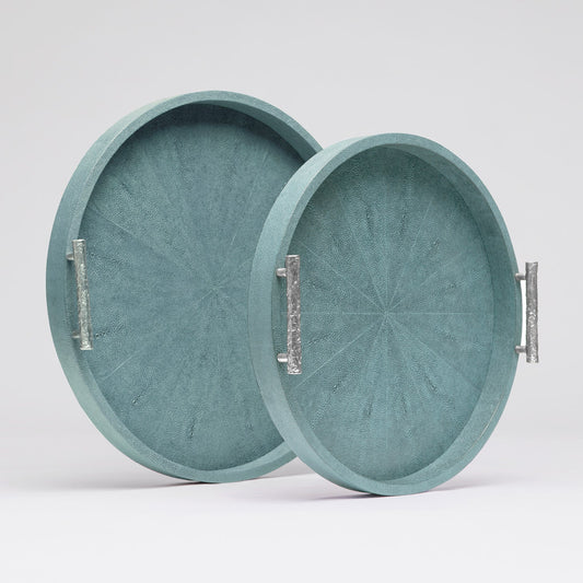 Doris Tray Set - Turquoise Realistic Faux Shagreen