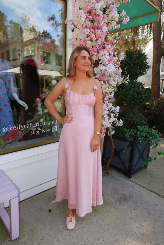 Rosewood Elegance Corset Midi Dress