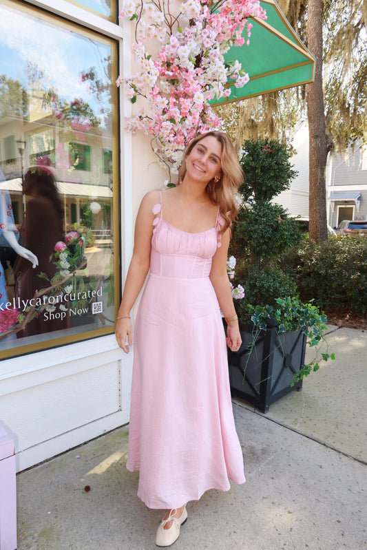 Rosewood Elegance Corset Midi Dress