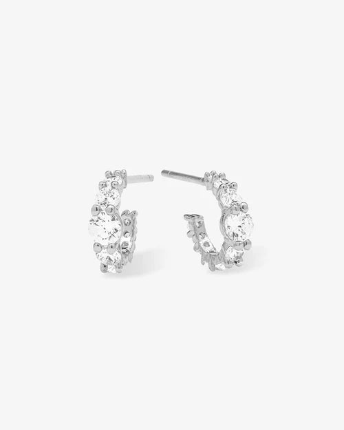 "Oh She Fancy" Graduated Huggies- Silver|White Diamondettes