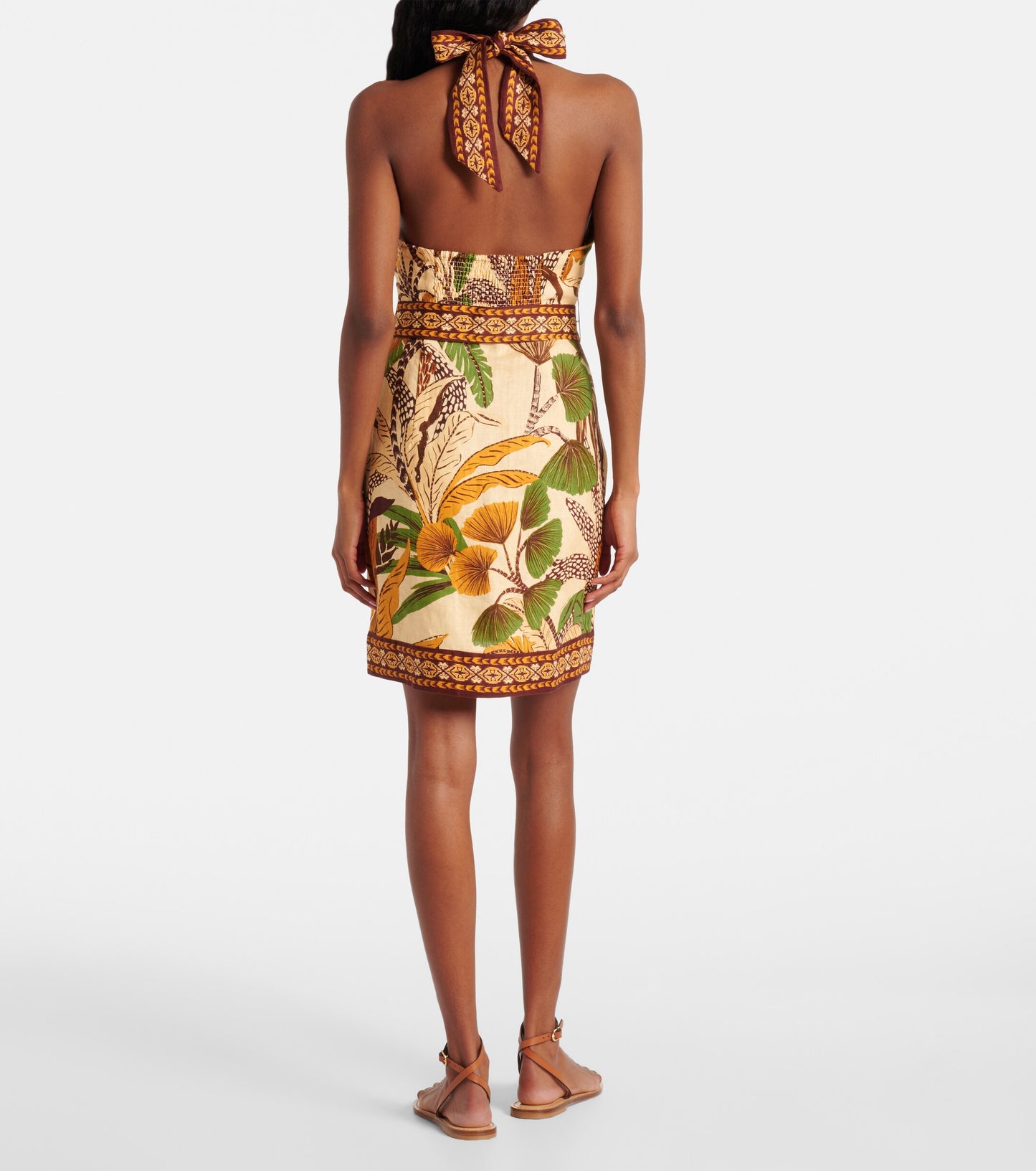 Foliage Sketch Sand Halter Dress
