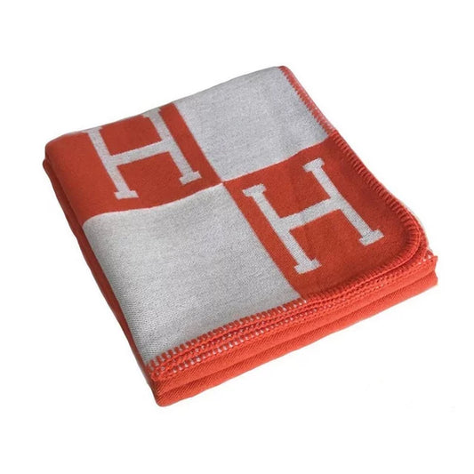 H Wool Throw, Orange