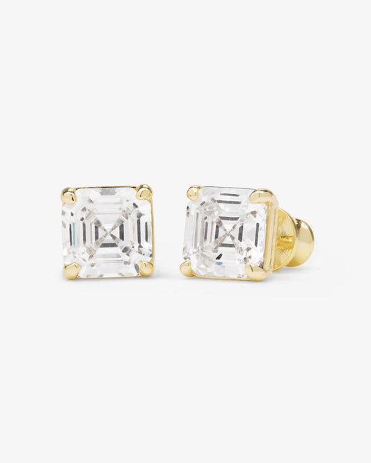 The Queen's 8mm Studs-Gold|White Diamondettes