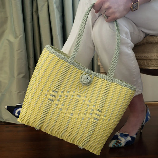 Extra Small, High Line in Yellow and Sea Glass Handle Tote