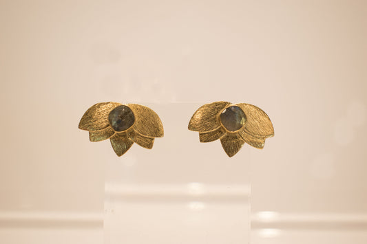 Labradorite Lotus Flower Earrings