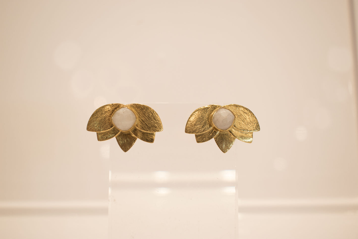 Moonstone Lotus Flower Earrings