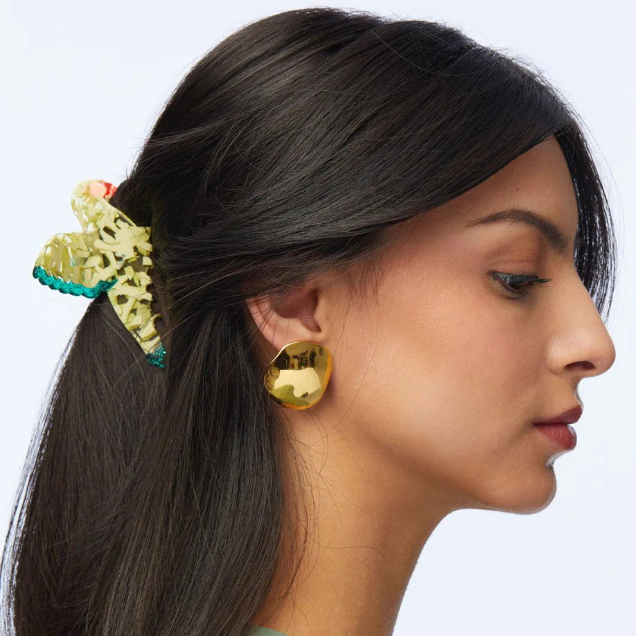 Gold Discus Button Earrings