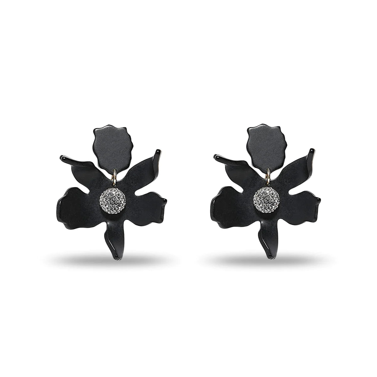 Jet Small Crystal Lily Earrings