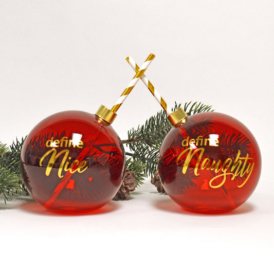 Naughty or Nice Ornament Drinking Glass Set