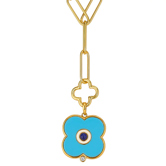 Evil Eye Large Charm - Turquoise w/Ivory