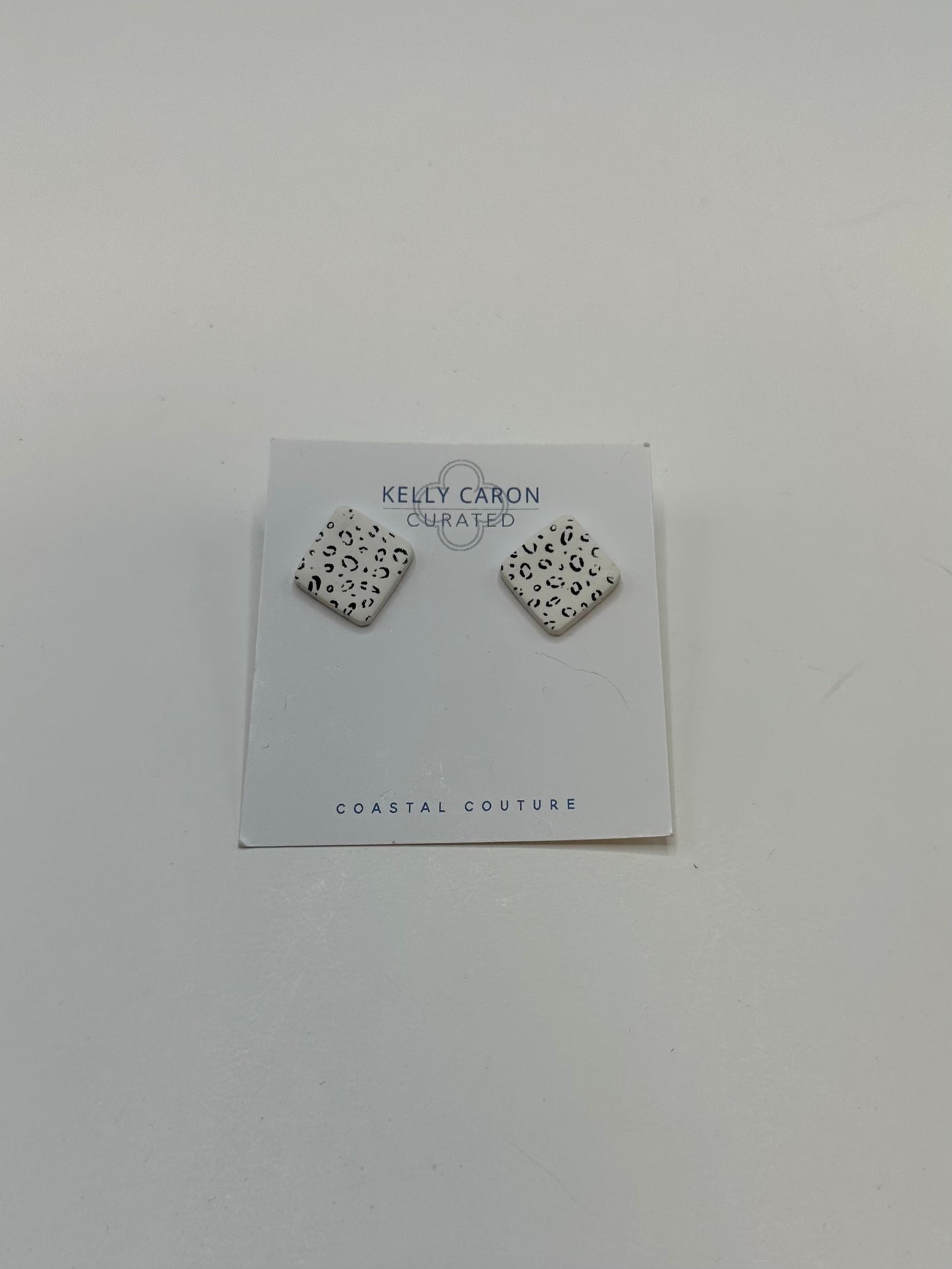 White Cheetah Collection Stud Earrings
