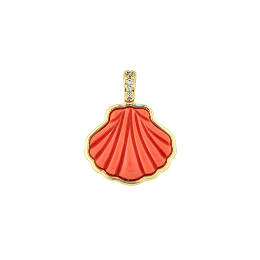 Clam Shell Charm in Coral