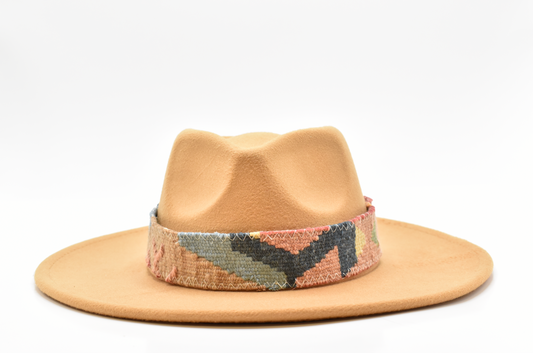 Camden Vegan Wool Camel Hat with Kilim Fixed Band